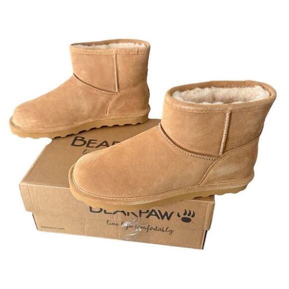 Bearpaw Tan Suede Ankle Boots Alyssa Iced Coffee Ankle Boots Suede Upper Size 11 - Picture 3 of 15